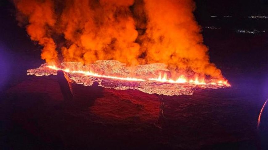 Iceland volcano eruption spills lava into town setting houses on fire