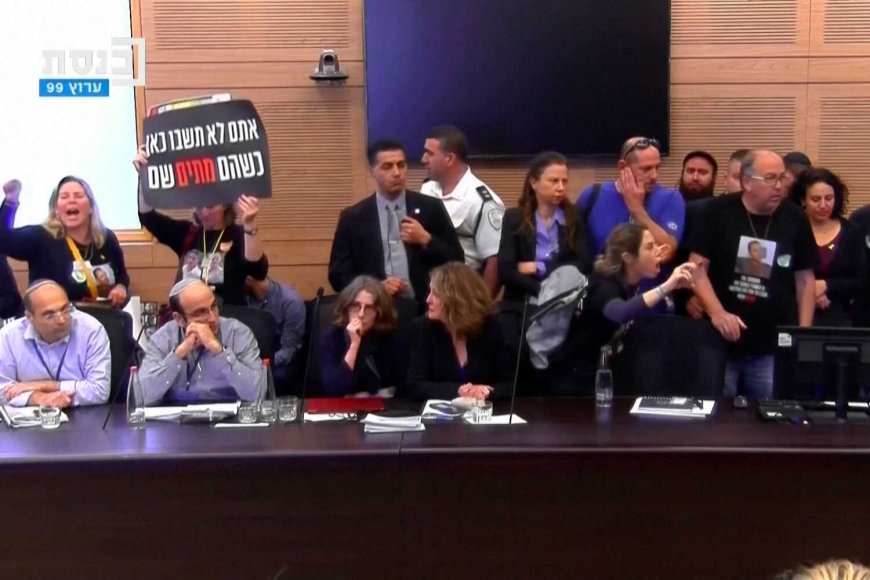 Families of hostages storm Israeli parliament meeting