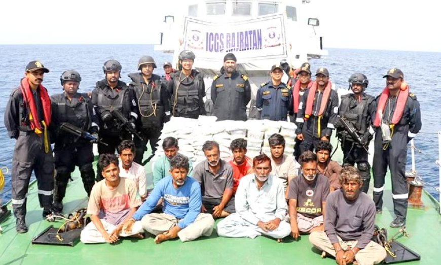 Drugs worth Rs 600 crore seized off Gujarat coast; 14 Pakistani nationals held