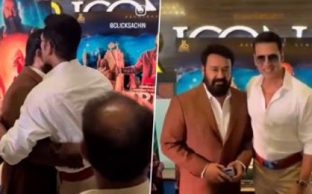 Mohanlal welcomes Akshay Kumar at ‘Barroz’ trailer launch with a warm hug