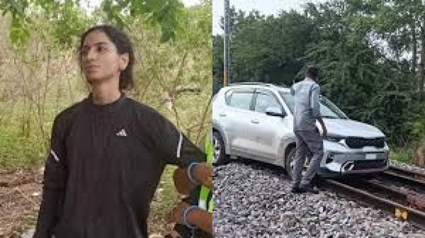 റെയിൽപാളത്തിലൂടെ കാറോടിച്ച് യുവതി; 15 ട്രെയിനുകൾ വഴി തിരിച്ചു വിട്ടു