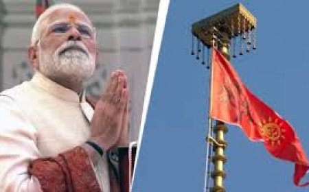 അയോധ്യ രാമക്ഷേത്രത്തിൽ ധ്വജാരോഹണം നടത്തി പ്രധാനമന്ത്രി മോദി