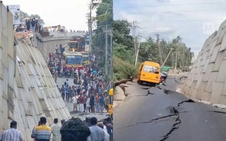 NH66 collapses at Kottiyam; narrow escape for motorists, kids