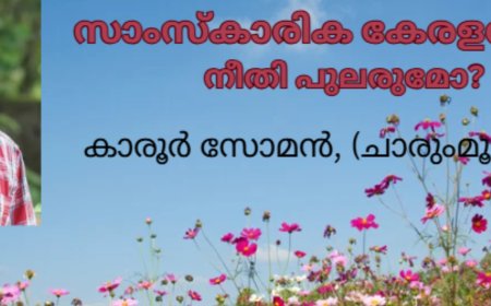  സാംസ്കാരിക കേരളത്തിൽ നീതി പുലരുമോ? ലേഖനം,  കാരൂർ സോമൻ, (ചാരുംമൂടൻ) 