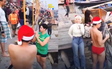 Japanese tourists wearing Santa caps, swimwear made to apologise on Christmas at Varanasi ghat: 'This is our Holy river'