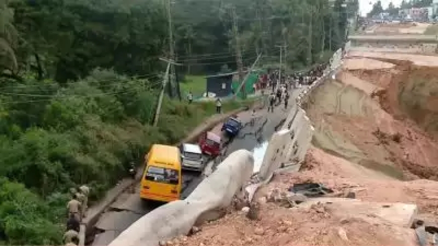 കൊല്ലം കൊട്ടിയത്ത് ദേശീയപാത തകര്‍ന്നു; വന്‍ ദുരന്തം ഒഴിവായത് തലനാരിഴക്ക്