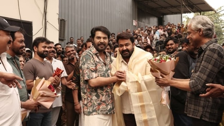 Mammootty honours Mohanlal on Patriot set after Dadasaheb Phalke Award win