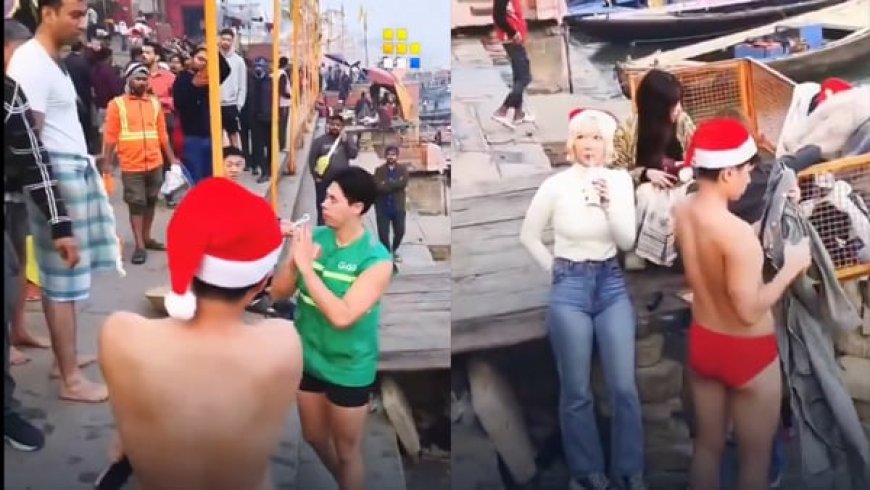 Japanese tourists wearing Santa caps, swimwear made to apologise on Christmas at Varanasi ghat: 'This is our Holy river'