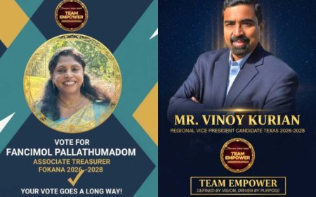 ഫൊക്കാന ഇലക്ഷൻ 2026 : വിനോയ് കുര്യനും ഫാൻസിമോൾ പള്ളാത്തുമഠത്തിനും റിവർസ്റ്റോൺ ഒരുമയുടെ കയ്യൊപ്പ്