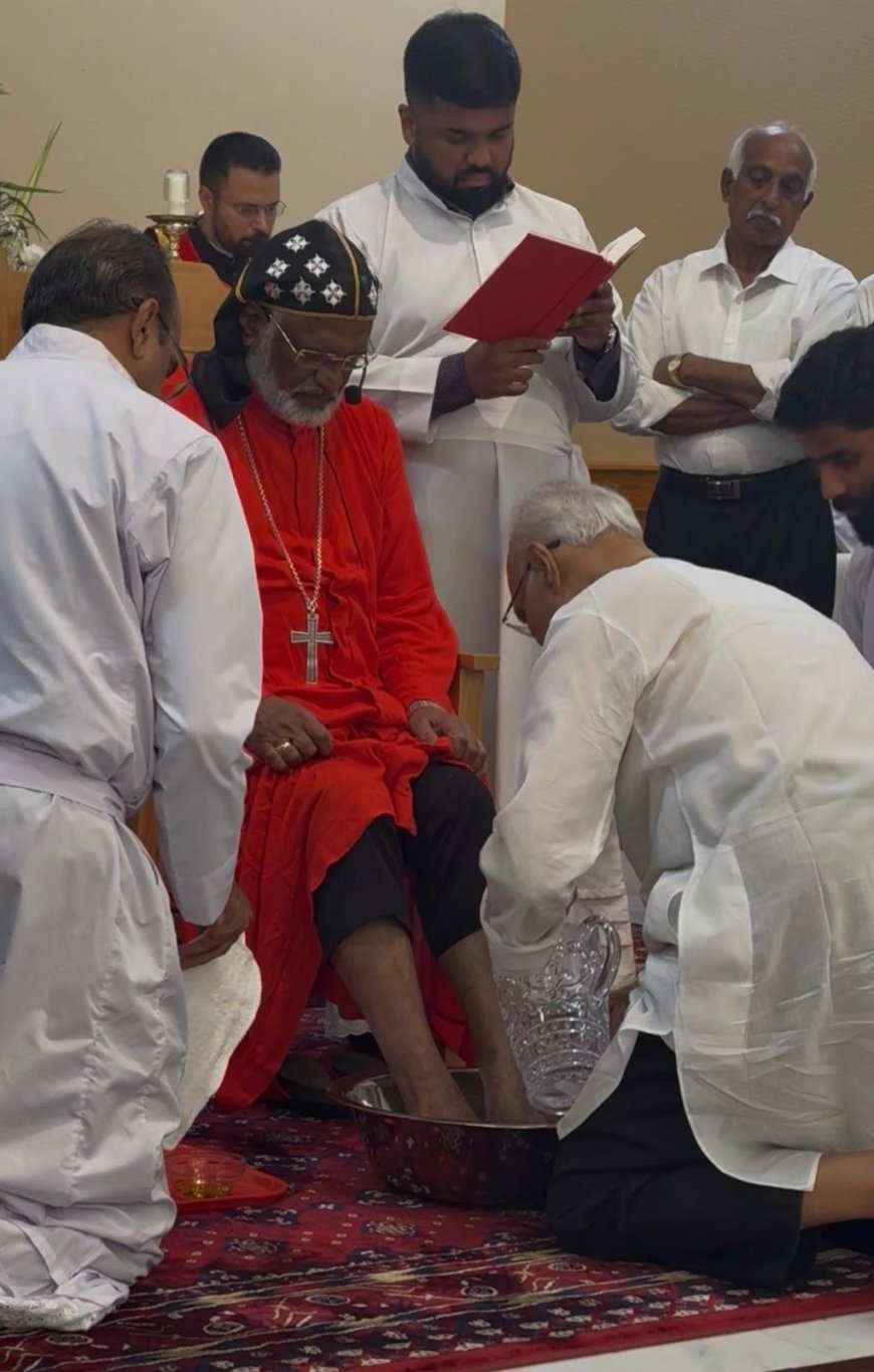 യേശുദേവന്റെ ത്യാഗ സ്മരണകൾ ഉണർത്തി കാൽ കഴുകൾ ശുശ്രൂഷ; നവ്യാനുഭവമായി ഹൂസ്റ്റൺ സെന്റ് പീറ്റേഴ്സ് മലങ്കര കത്തോലിക്കാ ദേവാലയത്തിൽ പെസഹ വ്യാഴാചരണം 