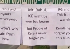 Kerala CM tussle: Posters in Wayanad against Rahul, Priyanka for ‘promoting’ KC Venugopal