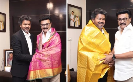 സ്റ്റാലിനെ വീട്ടിലെത്തി  കണ്ട് വിജയ്; കൂടിക്കാഴ്ച ആൽവാർപേട്ടിലെ വസതിയിൽ