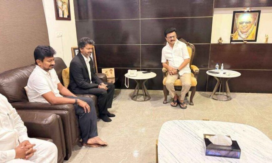 TN Chief Minister Vijay meets Stalin after taking oath as MLA