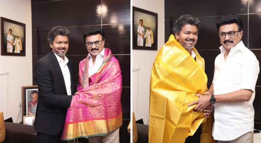 സ്റ്റാലിനെ വീട്ടിലെത്തി  കണ്ട് വിജയ്; കൂടിക്കാഴ്ച ആൽവാർപേട്ടിലെ വസതിയിൽ