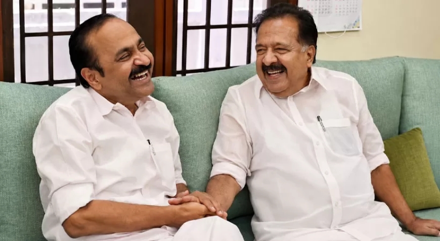 അനുനയ നീക്കത്തിന് രണ്ടാം വട്ടവും രമേശ് ചെന്നിത്തലയെ കണ്ട്  വി ഡി സതീശന്‍: ആഭ്യന്തരം ചെന്നിത്തലയ്ക്ക്