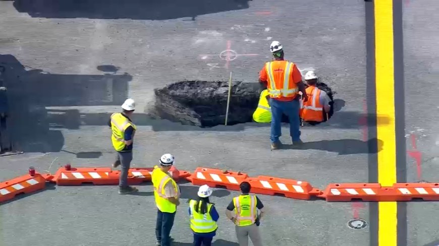 New York airport shuts runway as emergency crews scramble to fix sinkhole