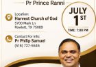 പ്രിൻസ് റാന്നി നയിക്കുന്ന പ്രത്യേക ആത്മീയ യോഗം ജൂലൈ 1-ന് റൗളറ്റിൽ