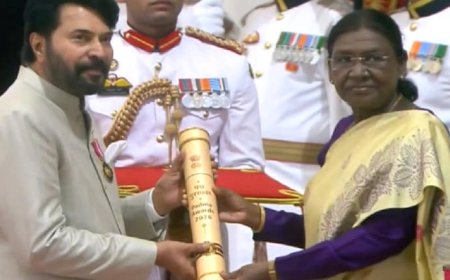 President Murmu confers Padma awards to Mammootty, 64 others