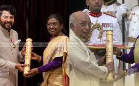 മമ്മൂട്ടിയും വെള്ളാപ്പള്ളിയും കെ ടി തോമസും പി നാരായണനും പത്മ അവാർഡുകൾ രാഷ്ട്രപതിയിൽ നിന്ന് ഏറ്റുവാങ്ങി