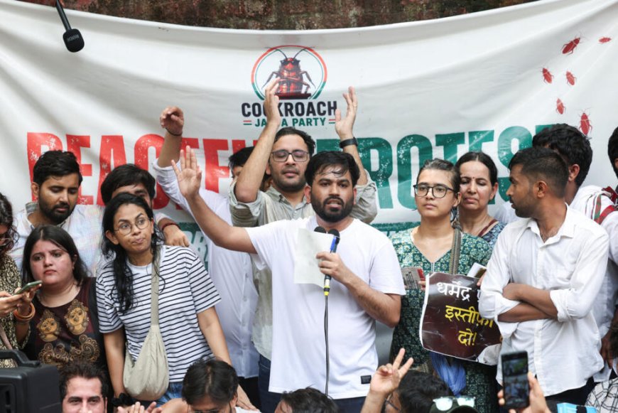 Supporters of India's Gen Z 'cockroach' party stage first protest in New Delhi