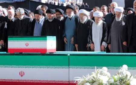 Iran's supreme leader absent as senior officials attend ayatollah's funeral