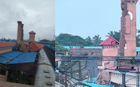 Historic clock tower at Kozhikode railway station crashes