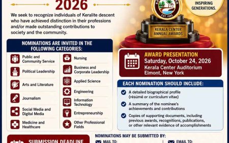 Kerala Center invites nominations for prestigious annual awards 2026