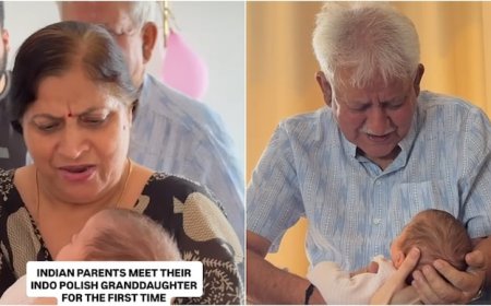 Indian grandparents welcome their Indo-Polish granddaughter with endless cuddles