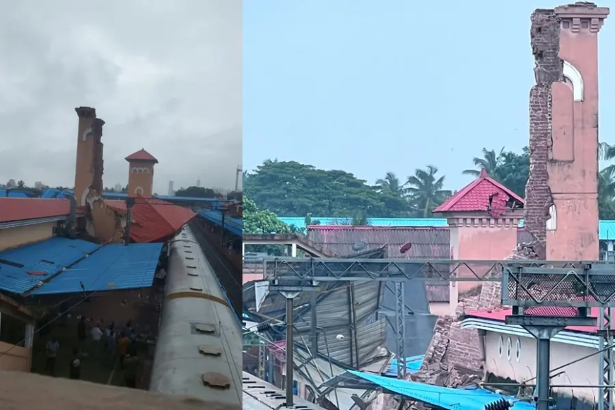 Historic clock tower at Kozhikode railway station crashes