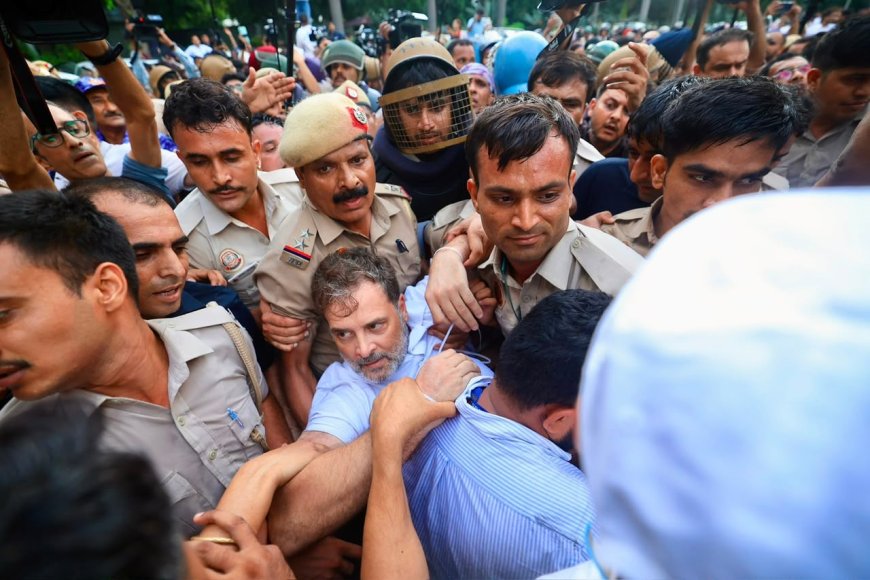 Rahul Gandhi, Priyanka, top Cong leaders detained from protest site, seen bleeding from nose