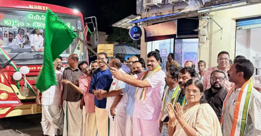 രമ്യ ഹരിദാസ് എത്തിയില്ല, ബിന്ദുകൃ‌ഷ്ണയുടെ ഭർത്താവ് കെഎസ്ആർടിസി ബസ് ഫ്ലാഗ് ഓഫ് ചെയ്തു